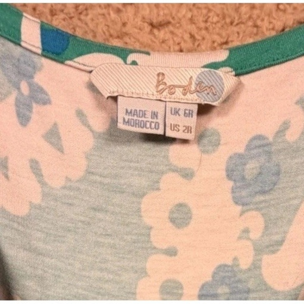 Boden Green Blue Floral Medallion Viscose Maxi Dress Sleeveless US 2R Resortwear - Picture 9 of 14